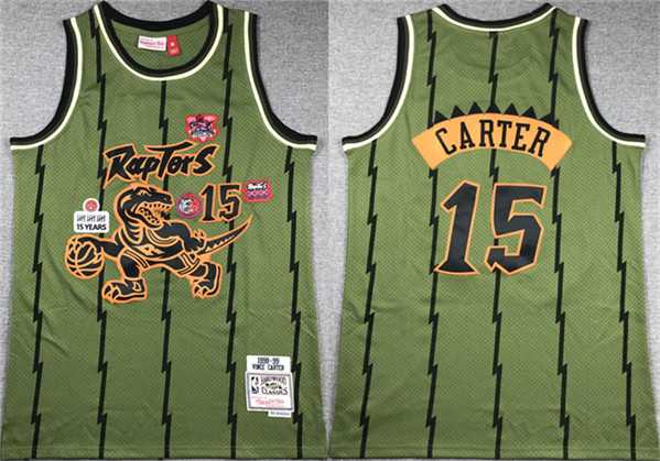 Mens Toronto Raptors #15 Vince Carter Green 1998-99 Throwback Stitched Jersey Mixiu